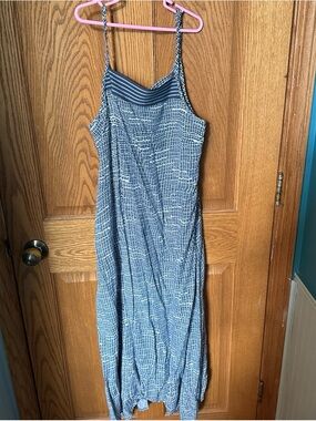 Prana Blue Textured Strappy Maxi Dress